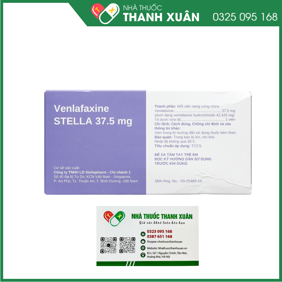 Venlafaxine Stella 37.5mg điều trị các cơn trầm cảm nặng